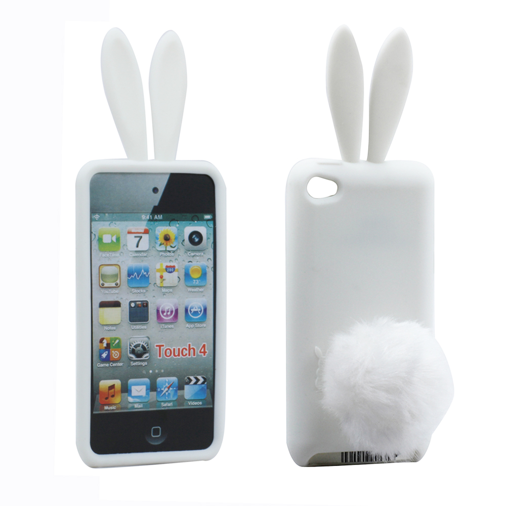 IPOD Touch 4 3D Bunny Case with Stand Up Tail  (White)